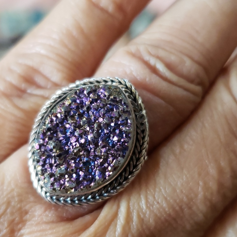 Drusy and Sterling Silver ring